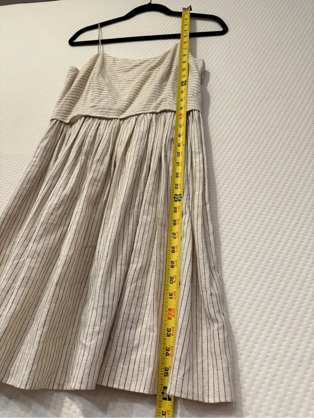 Striped Spaghetti Strap linen blend sundress Dress in Beige and black size 4